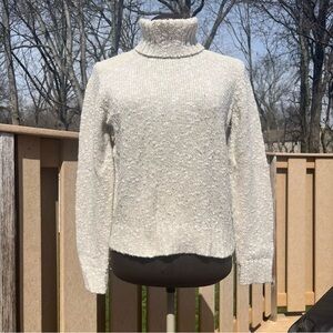 Vtg Ralph Lauren Women’s Chunky Beige & White Marled Turtleneck Sweater Size M